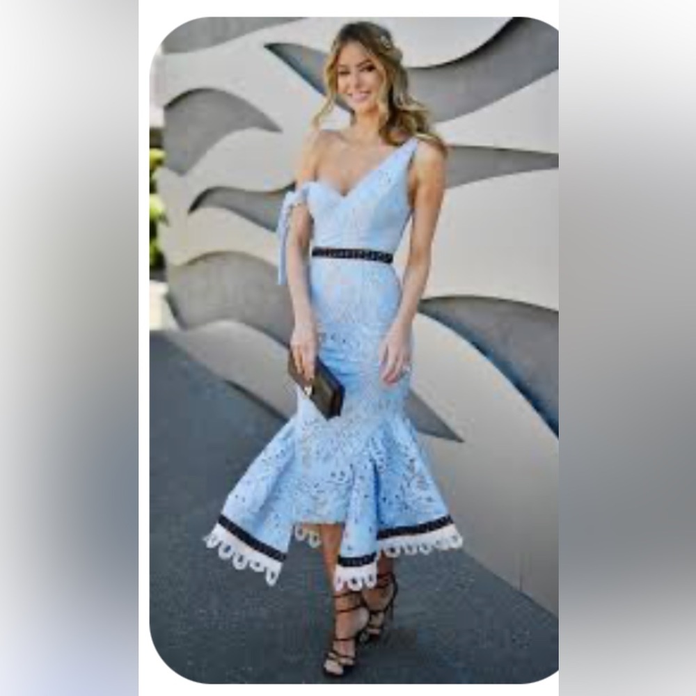 Zimmerman look for less! Sky blue dress sz M lace eyelet prom graduation wedding